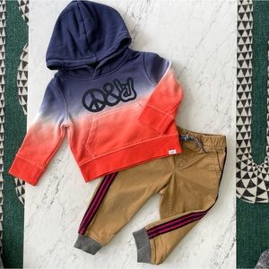 GAP kids boys 18-24 months ombré peace hoodie / sport chino jogger set